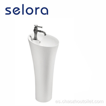 Lavabo de cerámica para baño G-027 lavabo de pie redondo con pedestal